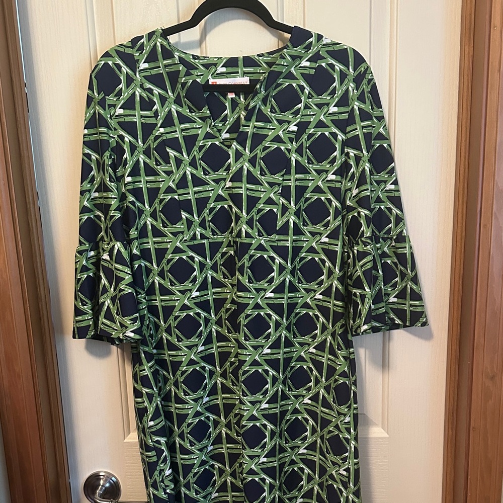 Jude Connally Long Sleeve Kerry Dress in Navy and Green, size small, like new